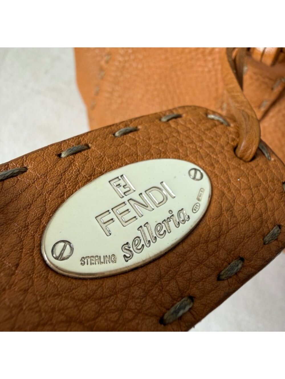 Fendi Selleria Italy Women's Satchel Bag Brown Leather Sterling Silver Plate 8BR - Picture 3 of 16